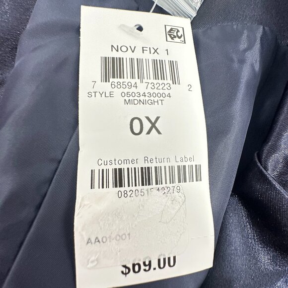 NEW! "And Now This" Trendy Satin Jacket Plus OX‎ Midnight Blue one button $69 - Picture 4 of 12